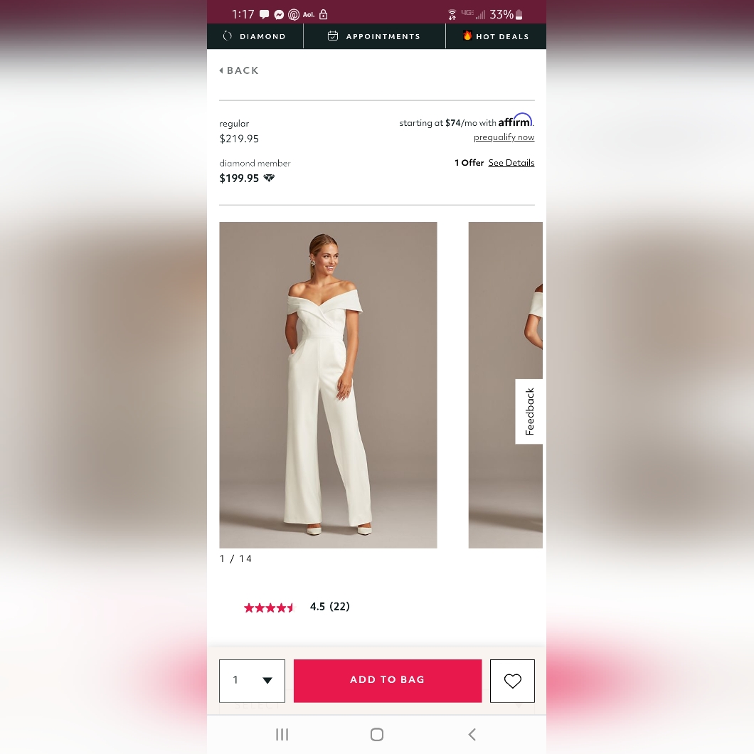 David's Bridal Formal Jumpsuit